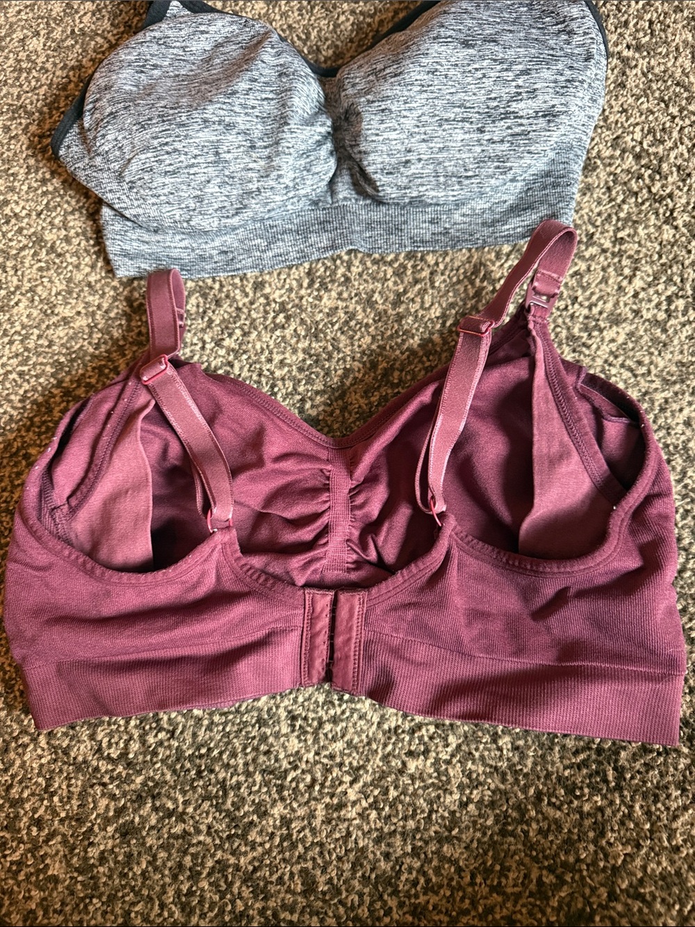Motherhood Maternity Wireless Nursing Bralette in Plum and Heather Gray - Picture 3 of 8